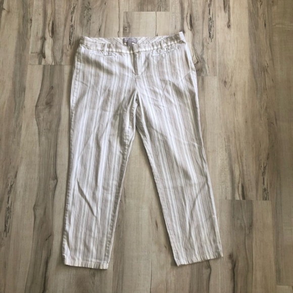 Banana Republic Women's Striped Cream Chinos - Picture 1 of 6
